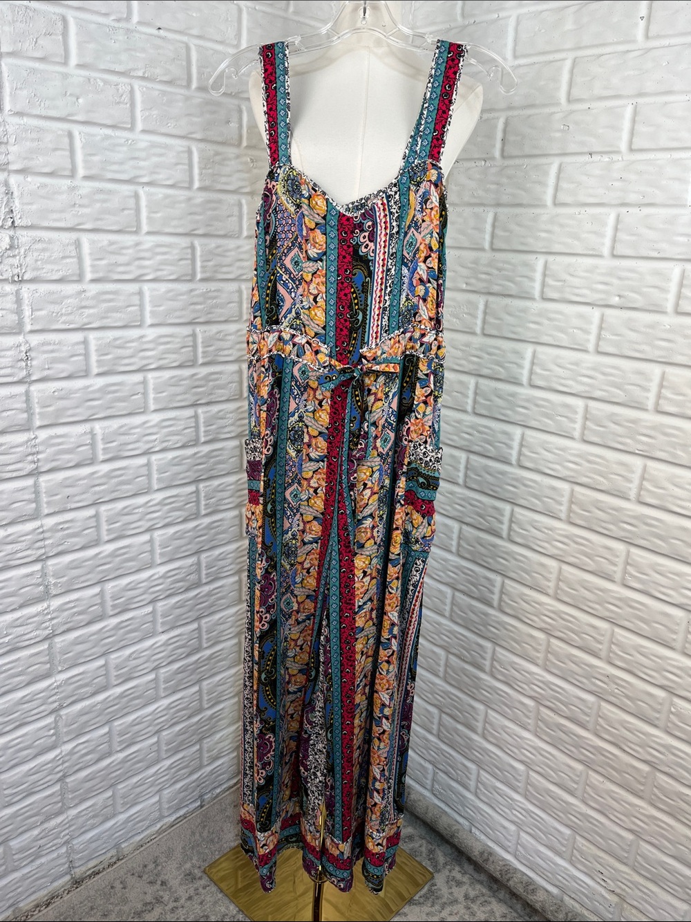 ANTHROPOLOGIE CALAIS JUMPSUIT NOVELTY PRINT BOHEMIAN WIDE LEG SZ XS - Picture 4 of 15